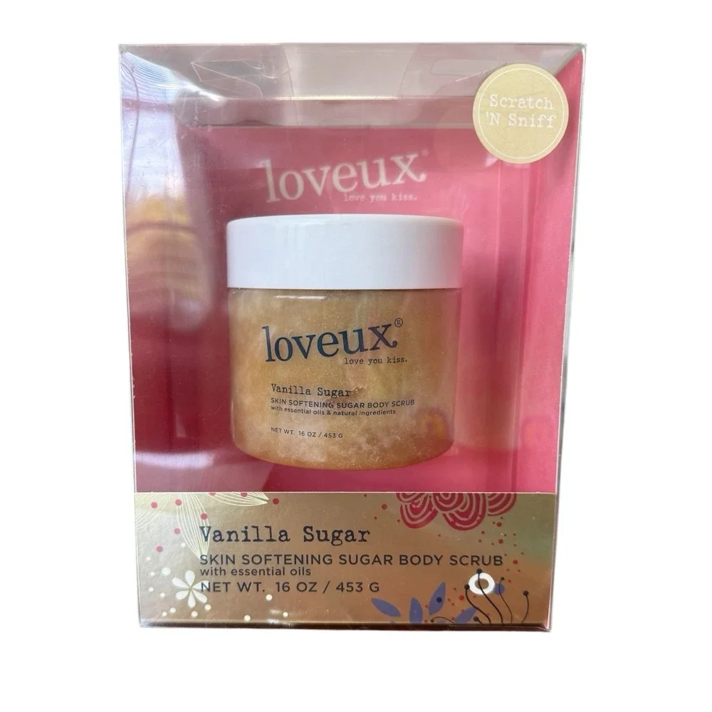 Loveux Vanilla Sugar Skin Softening Sugar Body Scrub With Essential Oils 16 oz.